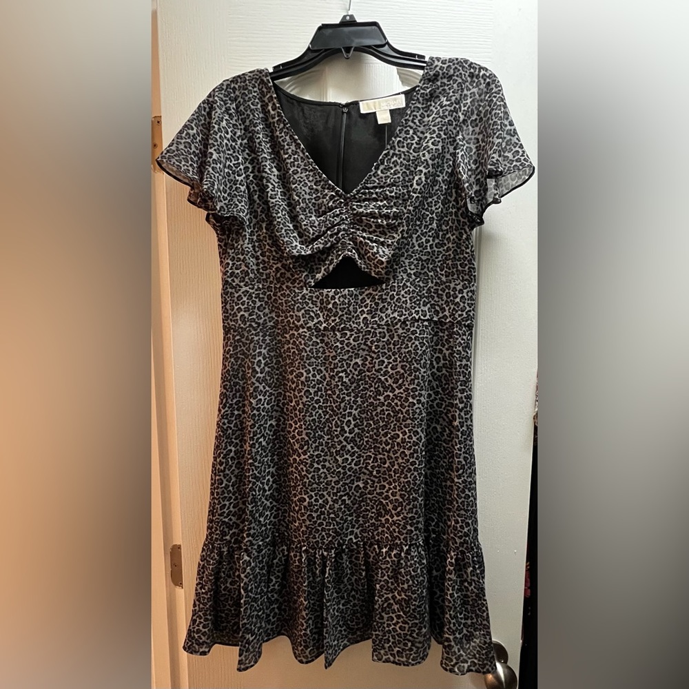 MICHAEL KORS Leopard Georgette Cutout Mini Dress NWT - Size 8